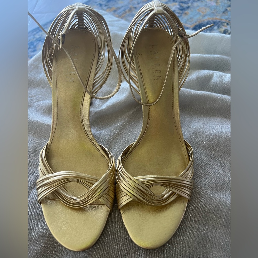 Ralph Lauren Gold heels 4 inch heels